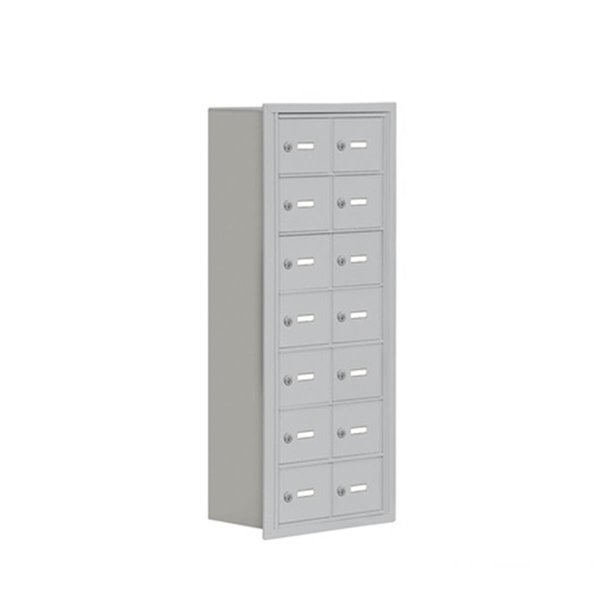 Salsbury Industries Salsbury 19078-14ARK Cell Phone Storage Locker 7 Door High Unit - 8 Inch Deep Compartments - 14 A Doors - Aluminum - Recessed Mounted - Master Keyed Locks 19078-14ARK